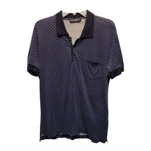 Dolce & Gabbana Men's Navy Polo with White Dots - Size 48